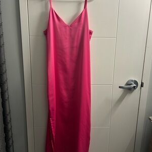 Hot Pink Satin Slip Dress